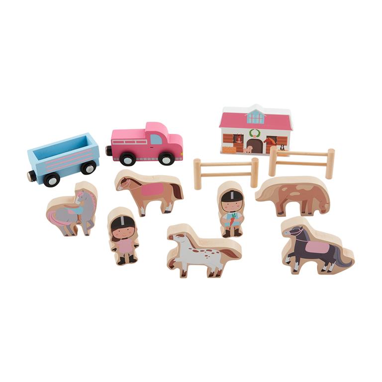 Mud Pie Wooden Horse Stables Toy Set
