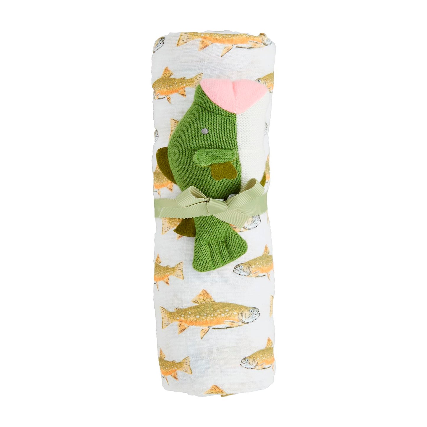 Mud Pie Fish Swaddle & Rattle Set