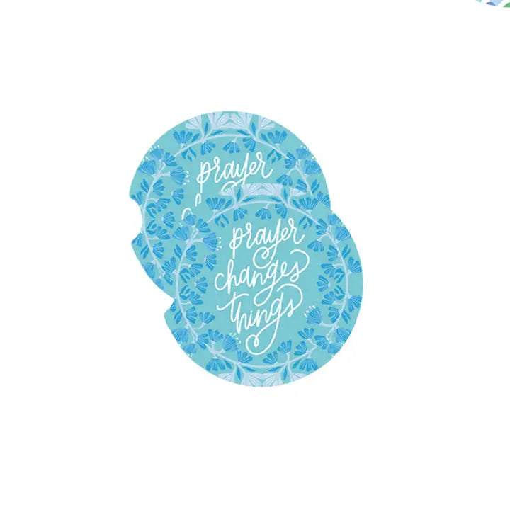 Mary Square Car Coasters - Prayer Changes Things