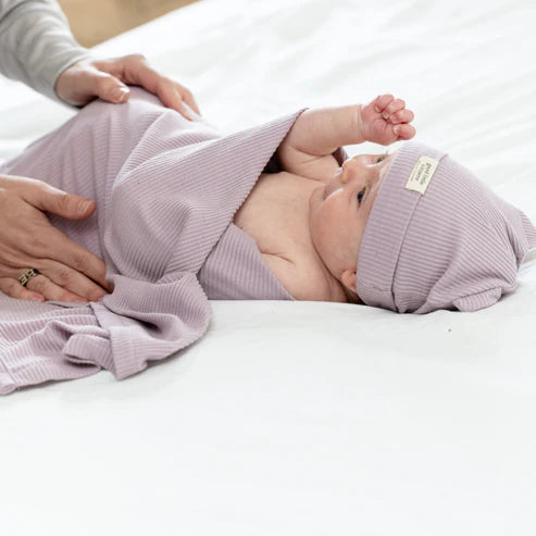 Bella Tunno Ribbed Swaddle & Beanie Set - Orchid