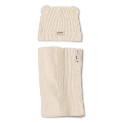 Bella Tunno Ribbed Swaddle & Beanie Set - Linen