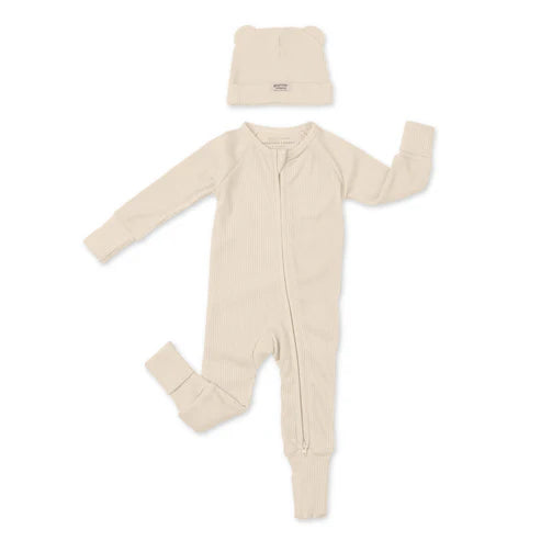 Bella Tunno Zip Front Fit & Beanie Set - Linen