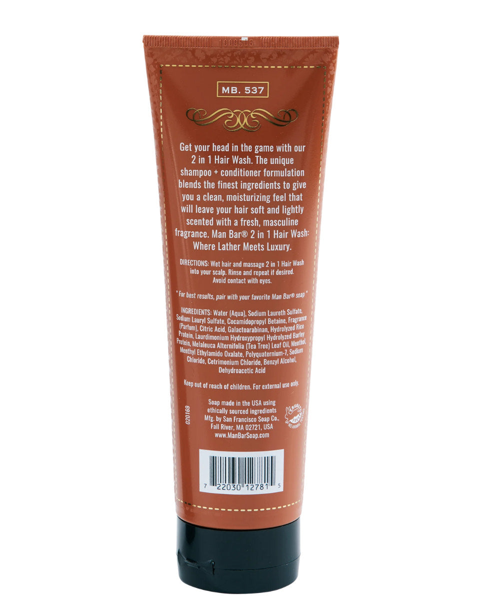 Man Bar 2 in 1 Hair wash, Spiced Tobacco Fragrance