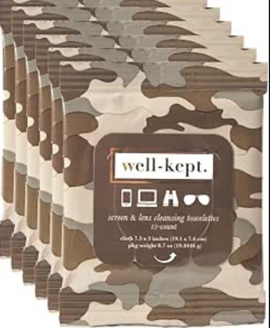 Well- Kept screen & Lens cleaning towelettes, camouflaged
