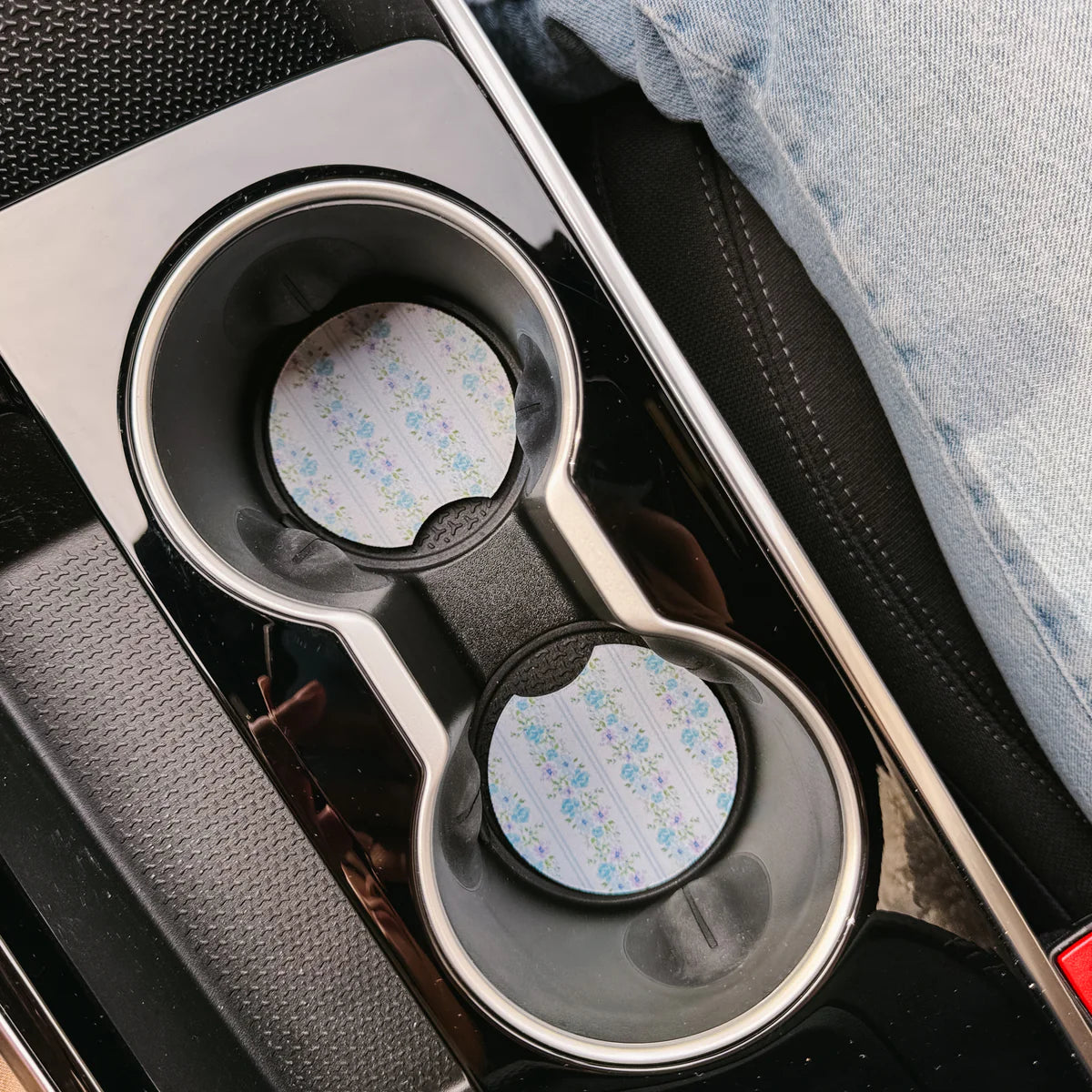 The Darling Effect Car Coasters - Petal Parade Blue