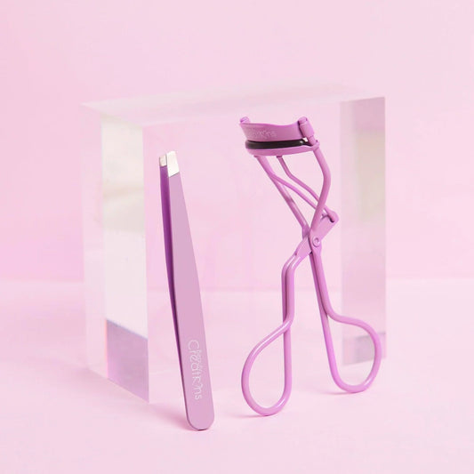 Beauty Creations Eyelash Curler & Tweezer set, purple